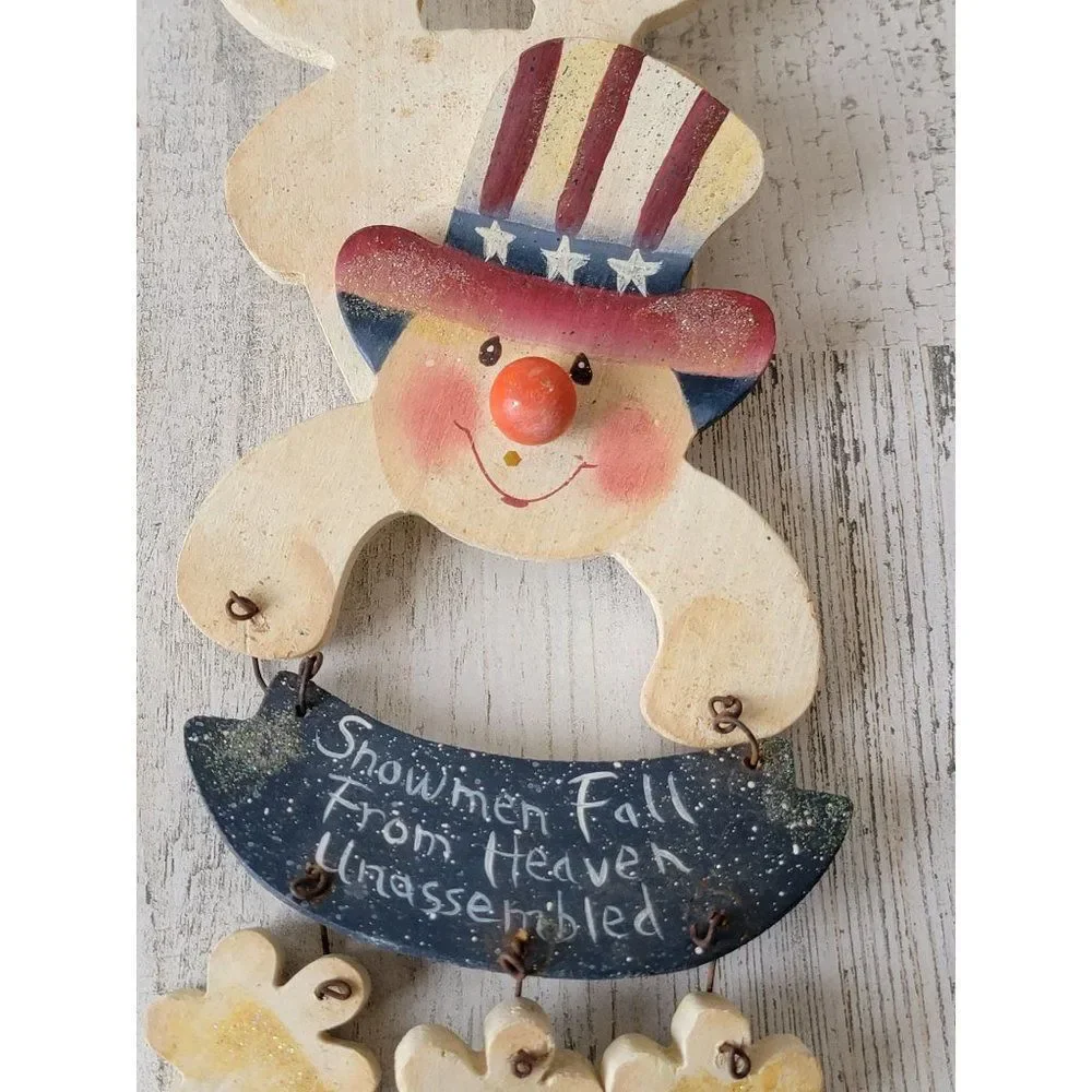 Snowman fall from Heaven wooden hanging wall‎ decor Xmas